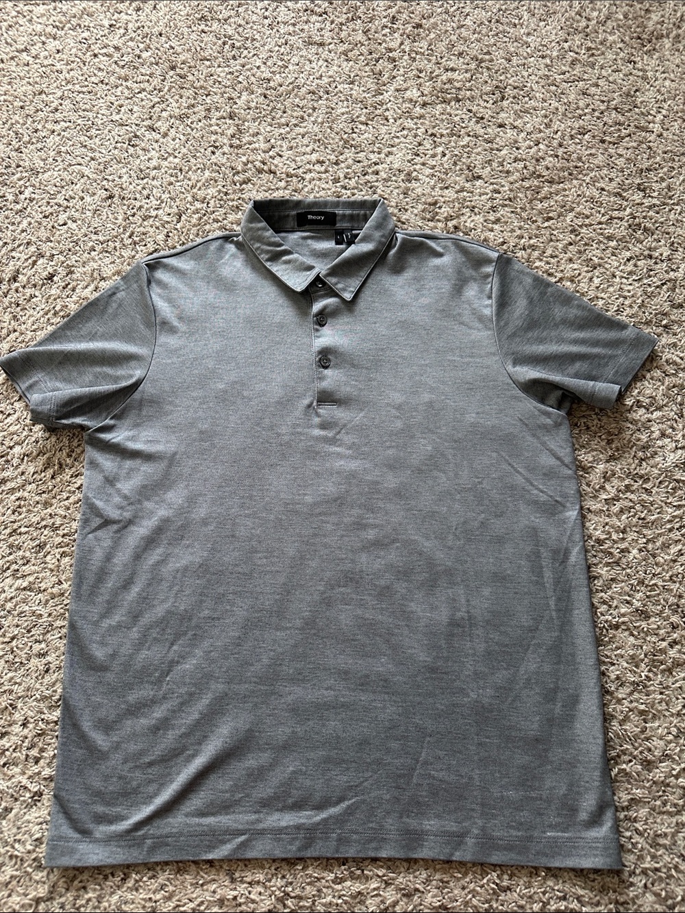 Theory Men's Heather Grey Short-Sleeve Polo